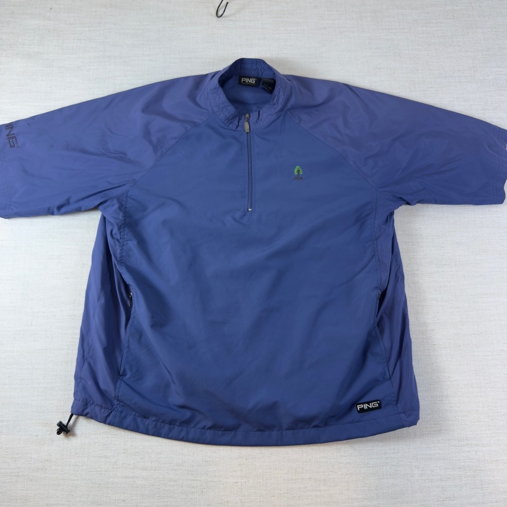 PING Collection Golf Windshirt Mens L Blue 1/4 Zip Short Sleeve Pullover
